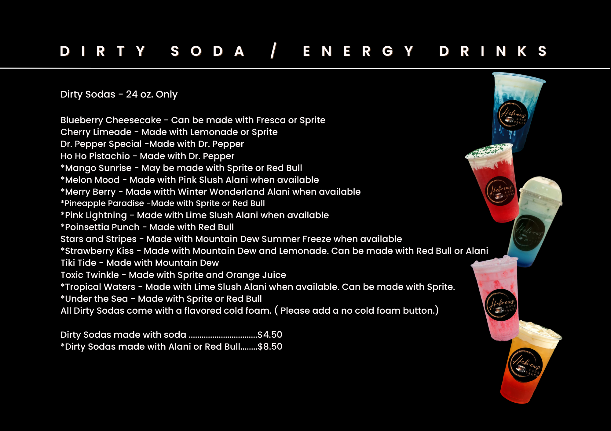Dirty Soda Menu Page